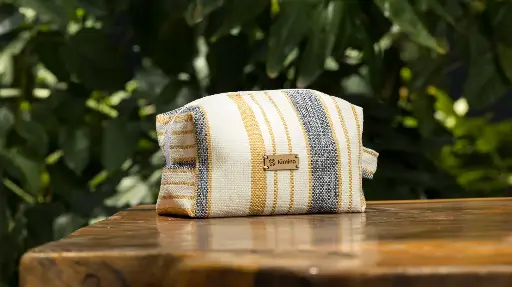 [ACC002] Cosmetiquera rayas amarilla-beige